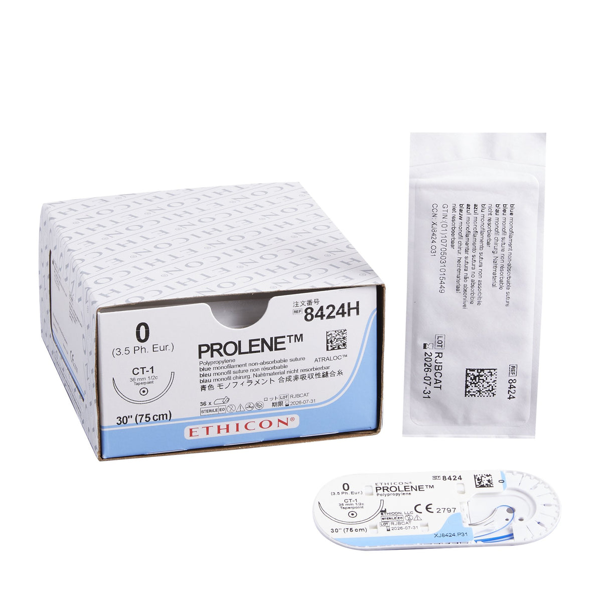 Nonabsorbable Suture with Needle Prolene™ Polypropylene CT-1 1/2 Circle Taper Point Needle Size 0 Monofilament - BeHope