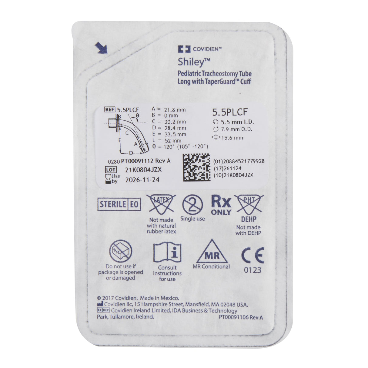 Cuffed Tracheostomy Tube Shiley™ Size 5.5 Adult - BeHope