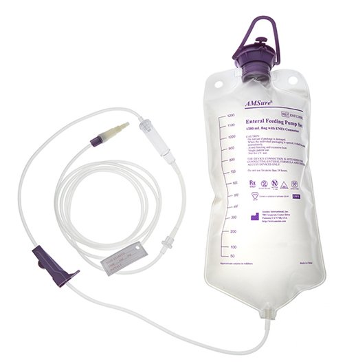 Gravity Feeding Bag Set with ENFIT™ Connector and Transitional Adapter AMSure® 1200 mL Bag - BeHope