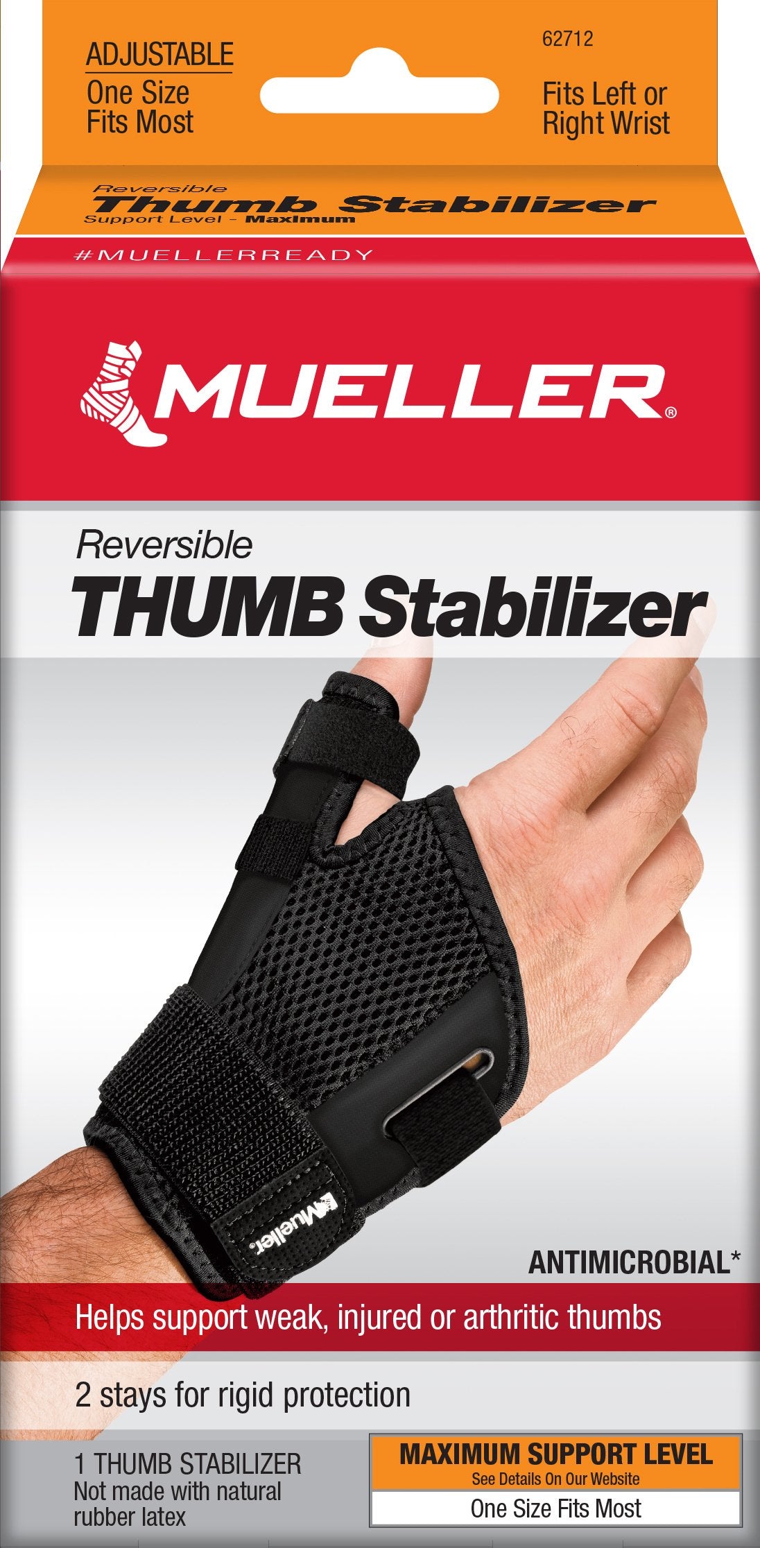 Thumb Stabilizer Mueller Sport Care® Adult One Size Fits Most D-Ring / Hook and Loop Strap Closure Left Hand Black - BeHope
