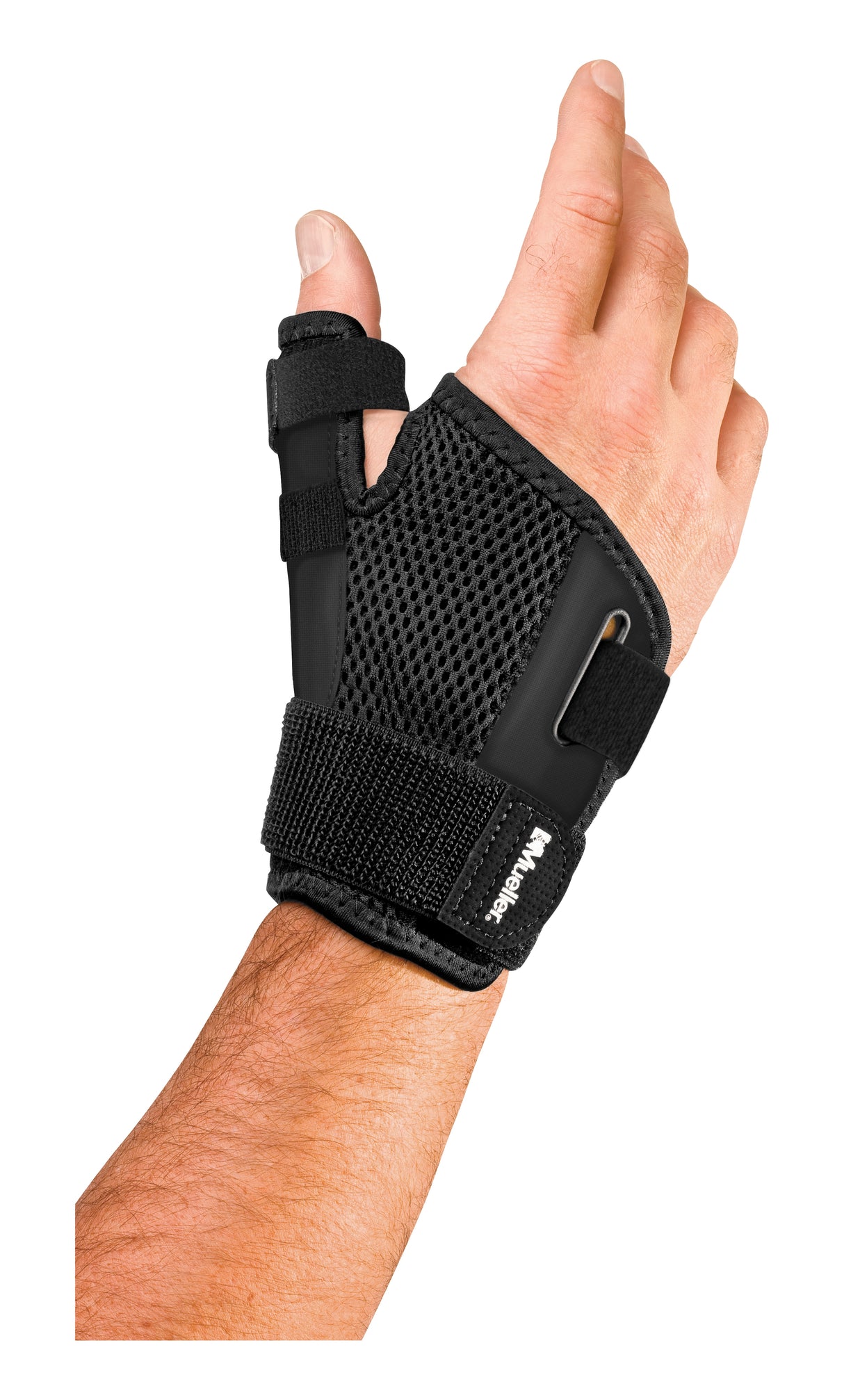 Thumb Stabilizer Mueller Sport Care® Adult One Size Fits Most D-Ring / Hook and Loop Strap Closure Left Hand Black - BeHope