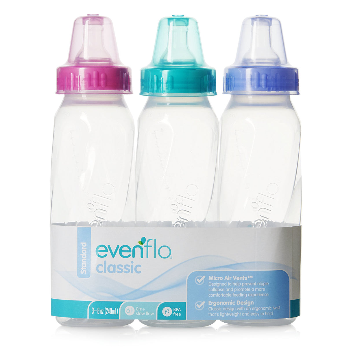 Baby Bottle Evenflo Classic Ergonomic with Slow Flow Nipple - BeHope
