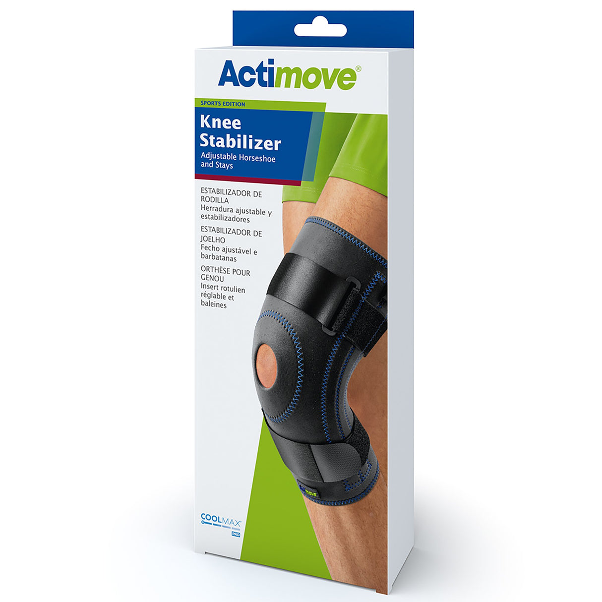 Knee Stabilizer Actimove® Sports Edition X-Large Pull-On / D-Ring / Hook and Loop Strap Closure 20 to 22 Inch Thigh Circumference Left or Right Knee - BeHope