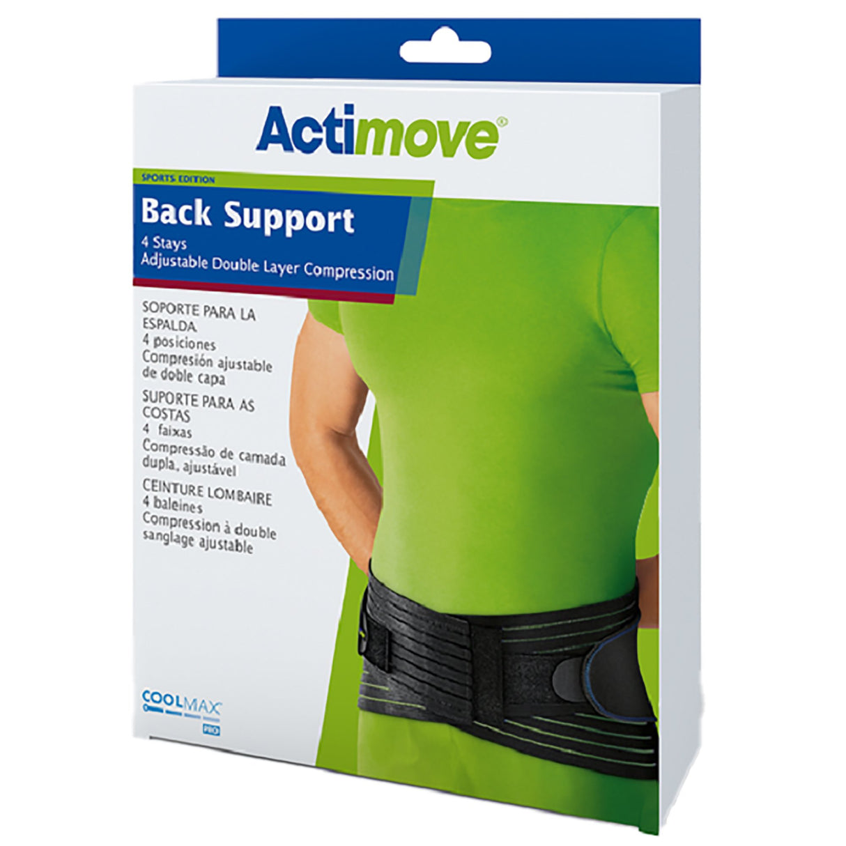 Back Support Actimove® Sports Edition 2X-Large Hook and Loop Closure 45 to 49 Inch Waist Circumference Adult - BeHope