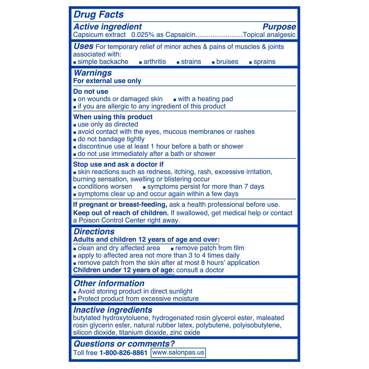 Topical Pain Relief Salonpas® Hot Capsaicin Patch 3 per Box - BeHope