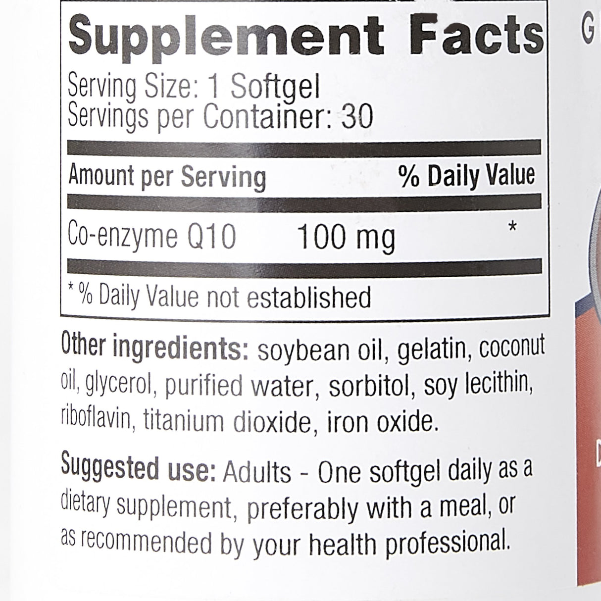 Dietary Supplement Coenzyme Q-10 100 mg Strength Softgel 30 per Bottle - BeHope