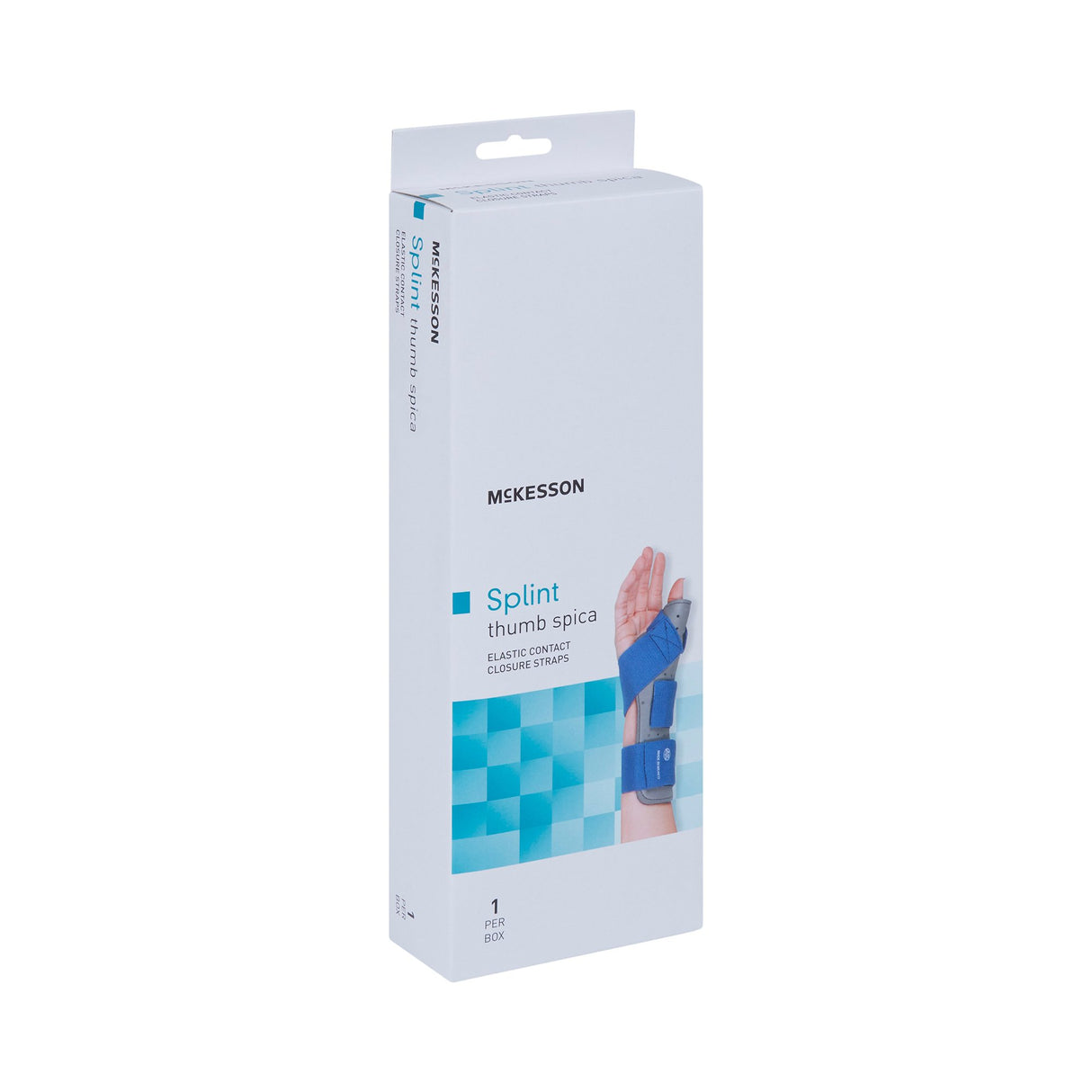 Wrist Brace with Thumb Spica McKesson Preformed Right Hand Blue / Gray Large / X-Large - BeHope