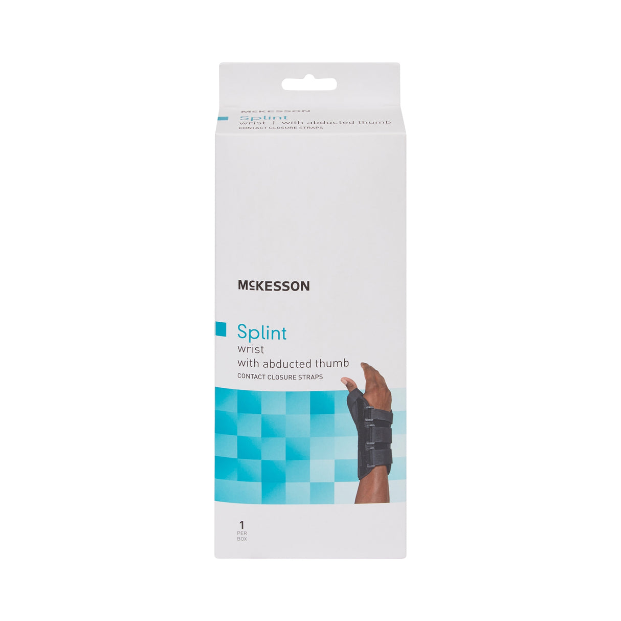 Wrist Brace with Abducted Thumb McKesson Aluminum / Foam / Spandex / Plastic Left Hand Black X-Small - BeHope