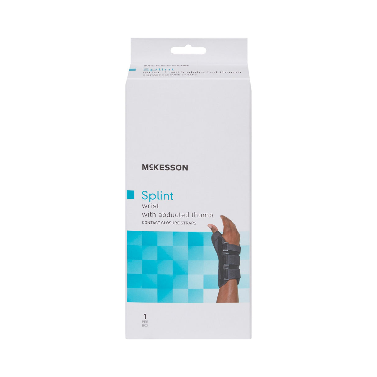 Wrist Brace with Abducted Thumb McKesson Aluminum / Foam / Spandex / Plastic Right Hand Black Small - BeHope