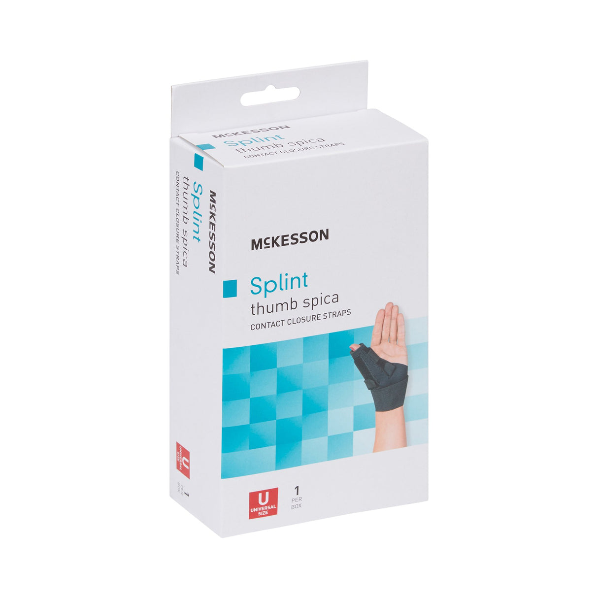 Wrist Brace with Thumb Spica McKesson Thumb Spica Nylon / Aluminum / Neoprene / Polyester / Spandex / Acrylic Left or Right Hand Black One Size Fits Most - BeHope