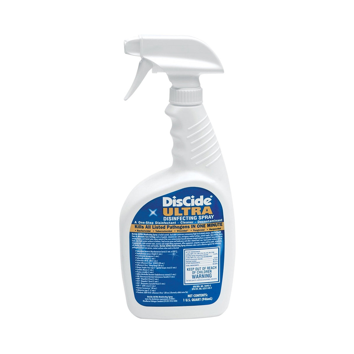 Surface Disinfectant Cleaner DisCide® Ultra Quaternary Based Trigger Spray Liquid 1 Quart Bottle Herbal Scent NonSterile - BeHope
