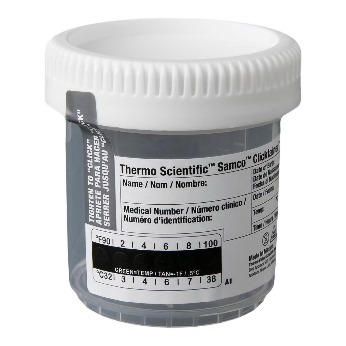 Specimen Container With Temperature Strip Samco™ Clicktainer™ for Patient Sample Collection - BeHope