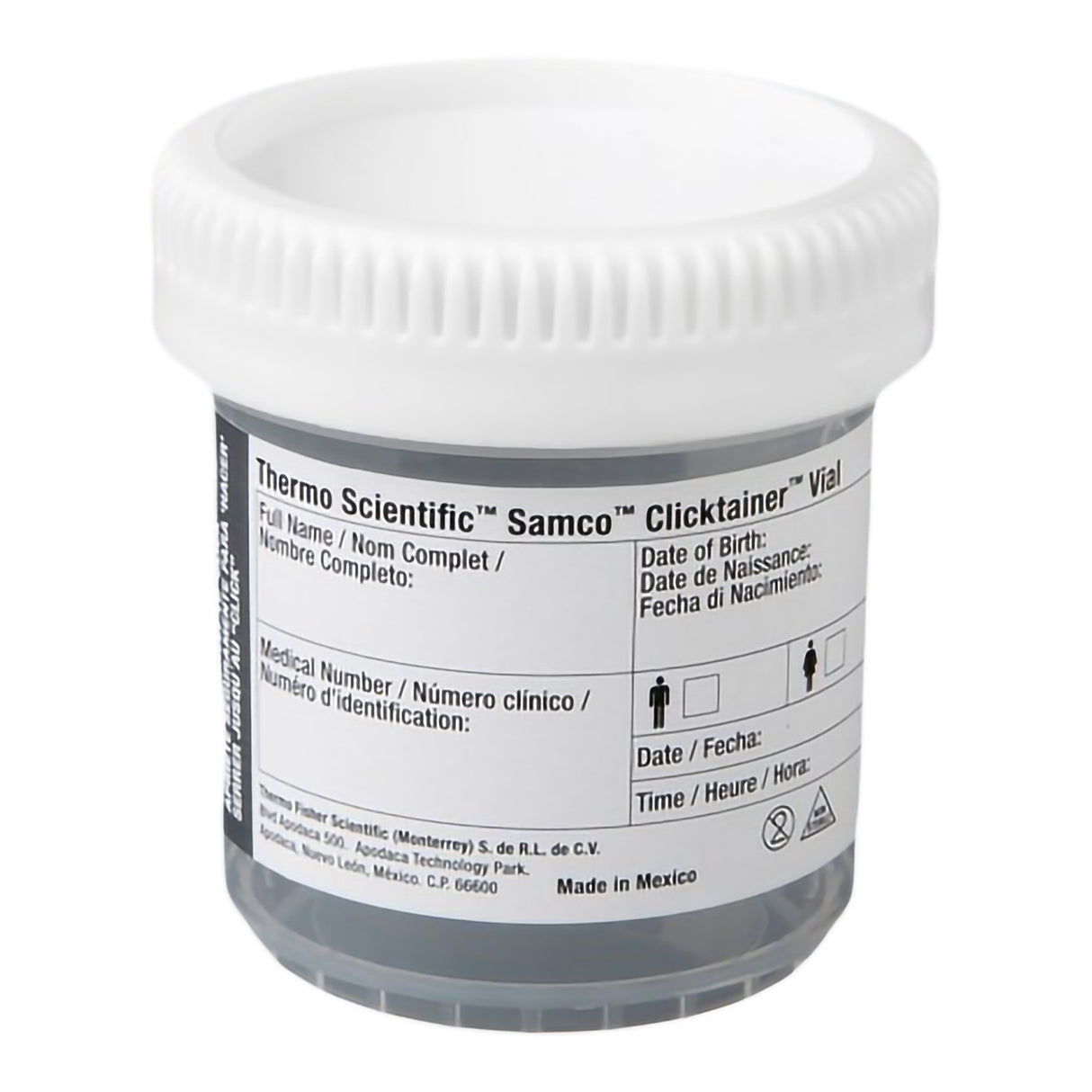 Specimen Container with Temperature Strip Samco™ Clicktainer™ 53 mm Opening 90 mL (3 oz.) Screw Cap Unprinted NonSterile - BeHope