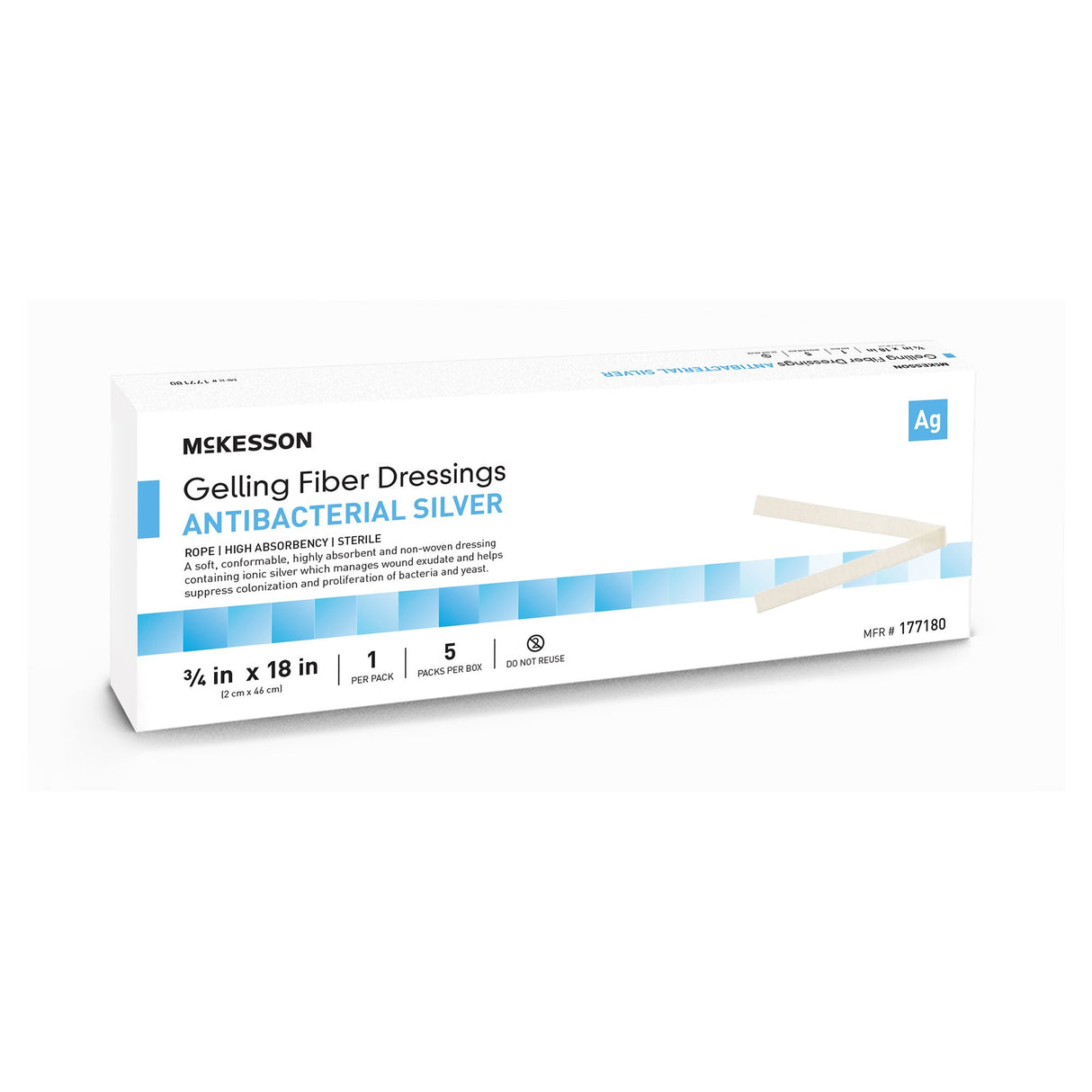 Silver Gelling Fiber Dressing McKesson 3/4 X 18 Inch Rope Sterile - BeHope