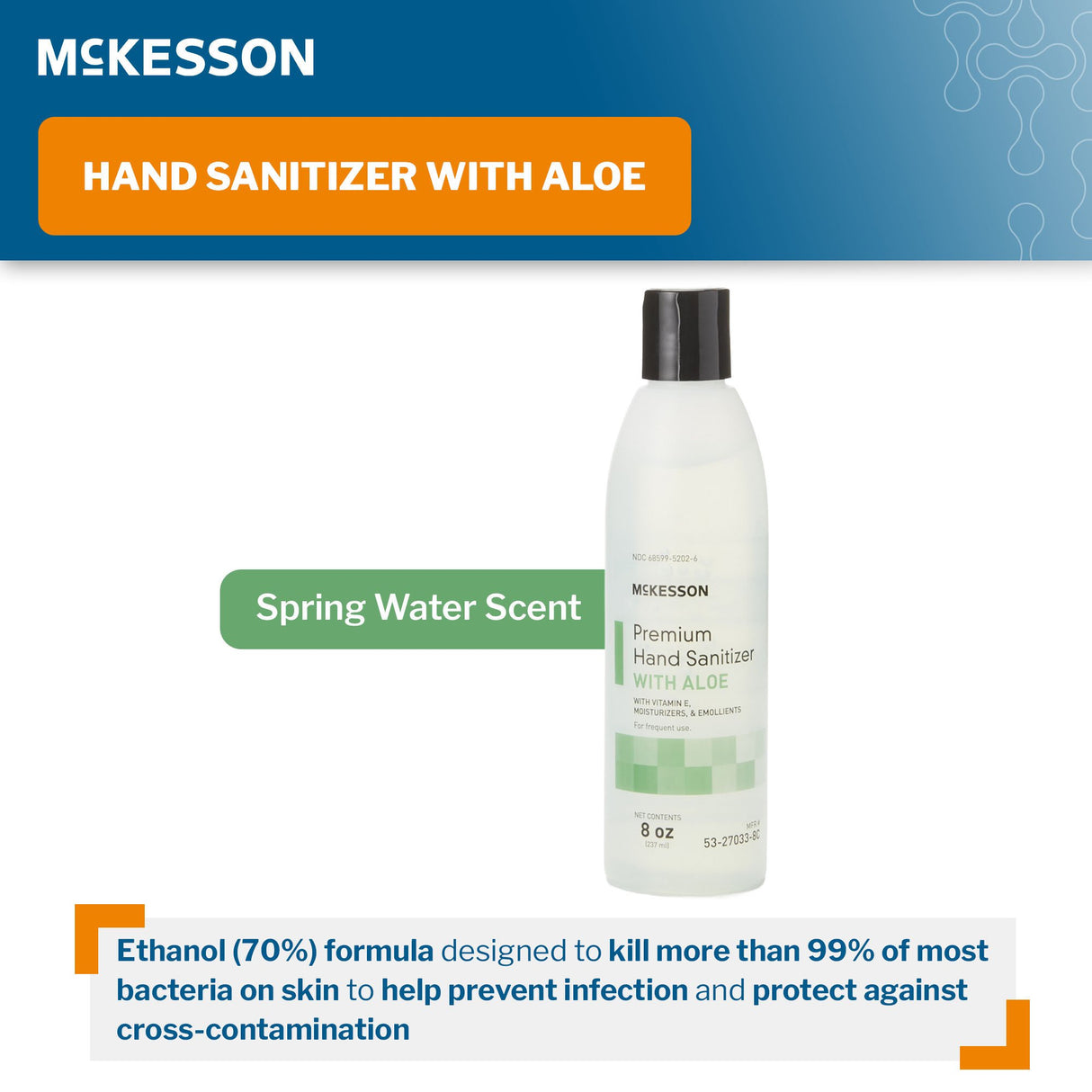Hand Sanitizer with Aloe McKesson Premium Ethyl Alcohol Gel Kills Bacteria - BeHope