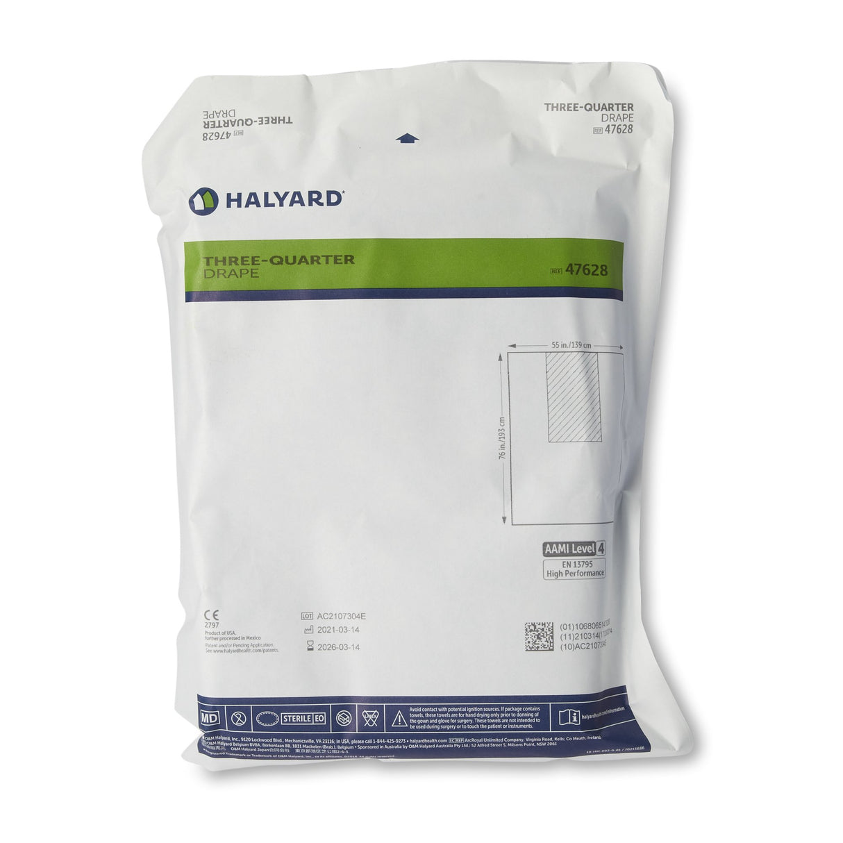 General Purpose Drape Halyard Three-Quarter Drape 55 W X 76 L Inch Sterile - BeHope