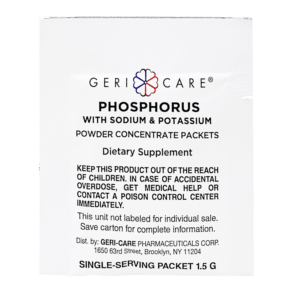 Dietary Supplement Geri-Care® Phosphorus / Sodium / Potassium 250 mg -160 mg - 280 mg Strength Oral Powder 100 per Box Strawberry Flavor - BeHope