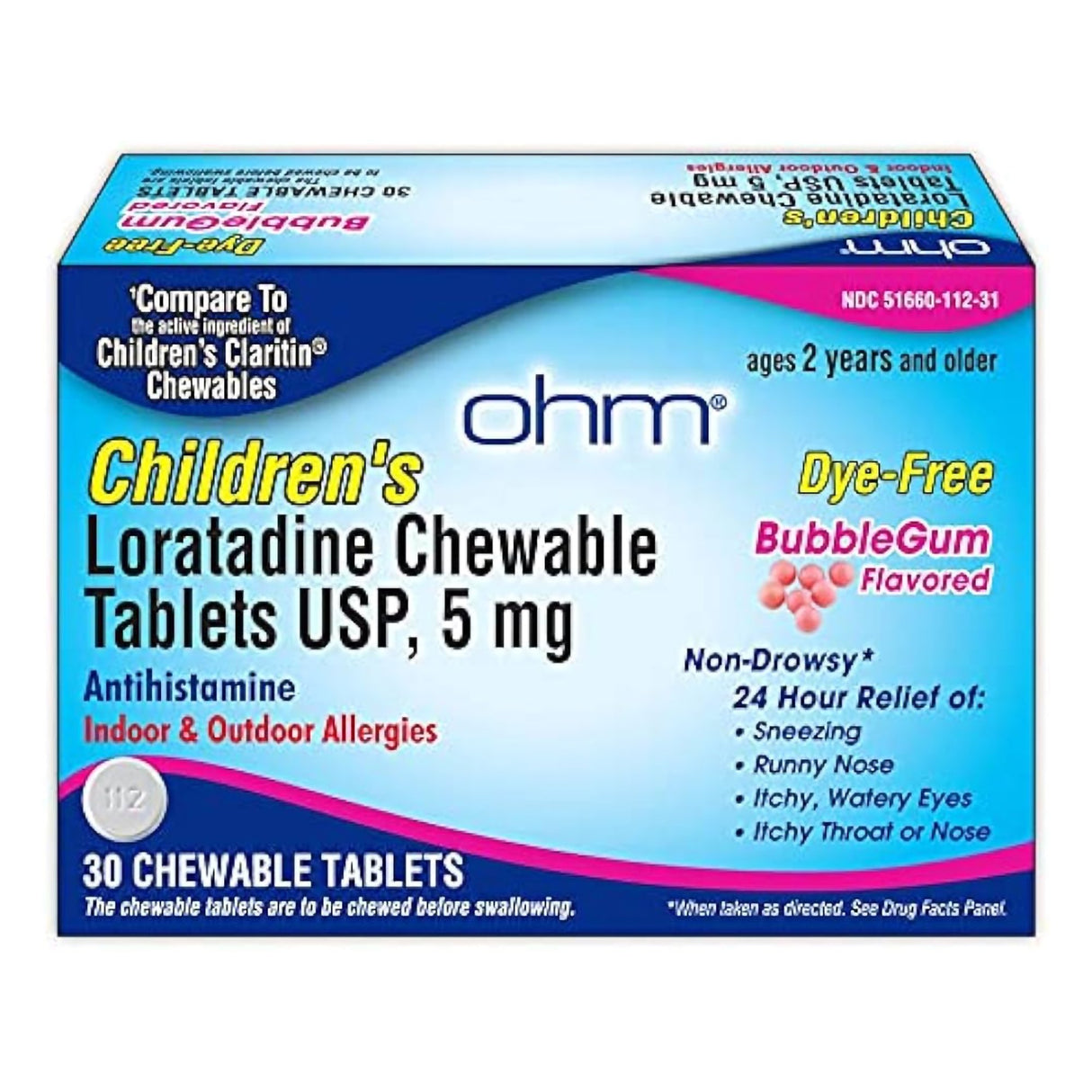 Children's Allergy Relief 5 mg Strength Chewable Tablet 30 per Box - BeHope
