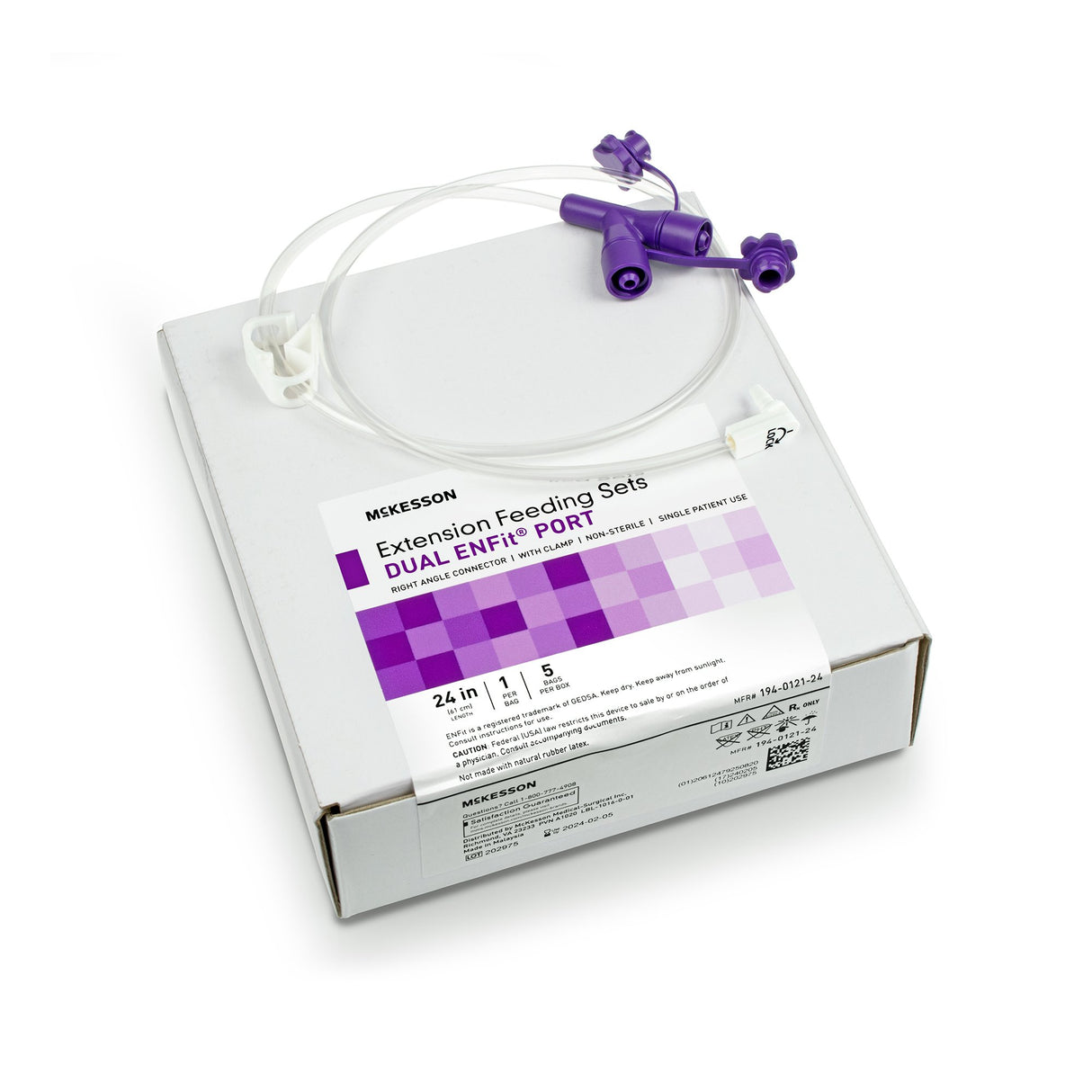 Enteral Feeding Extension Set McKesson 24 Inch, Enfit, Y-Port, Right Angle Connector and Clamp, NonSterile - BeHope
