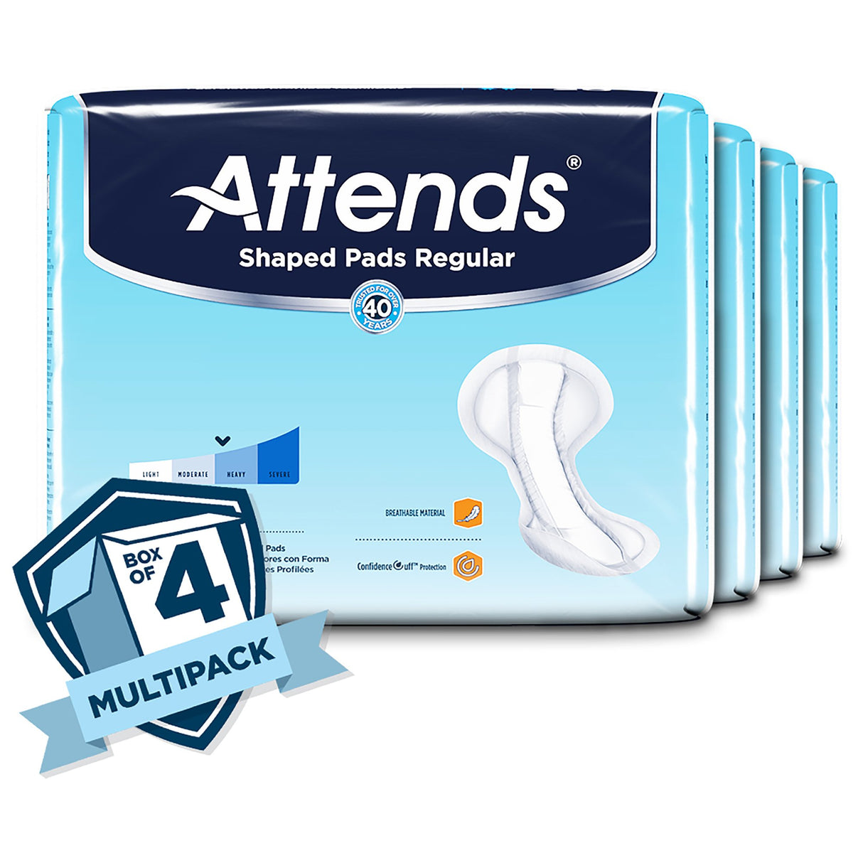 Bladder Control Pad Attends® Shaped Pads Regular 12 X 25.2 Inch Heavy Absorbency Polymer Core One Size Fits Most - BeHope