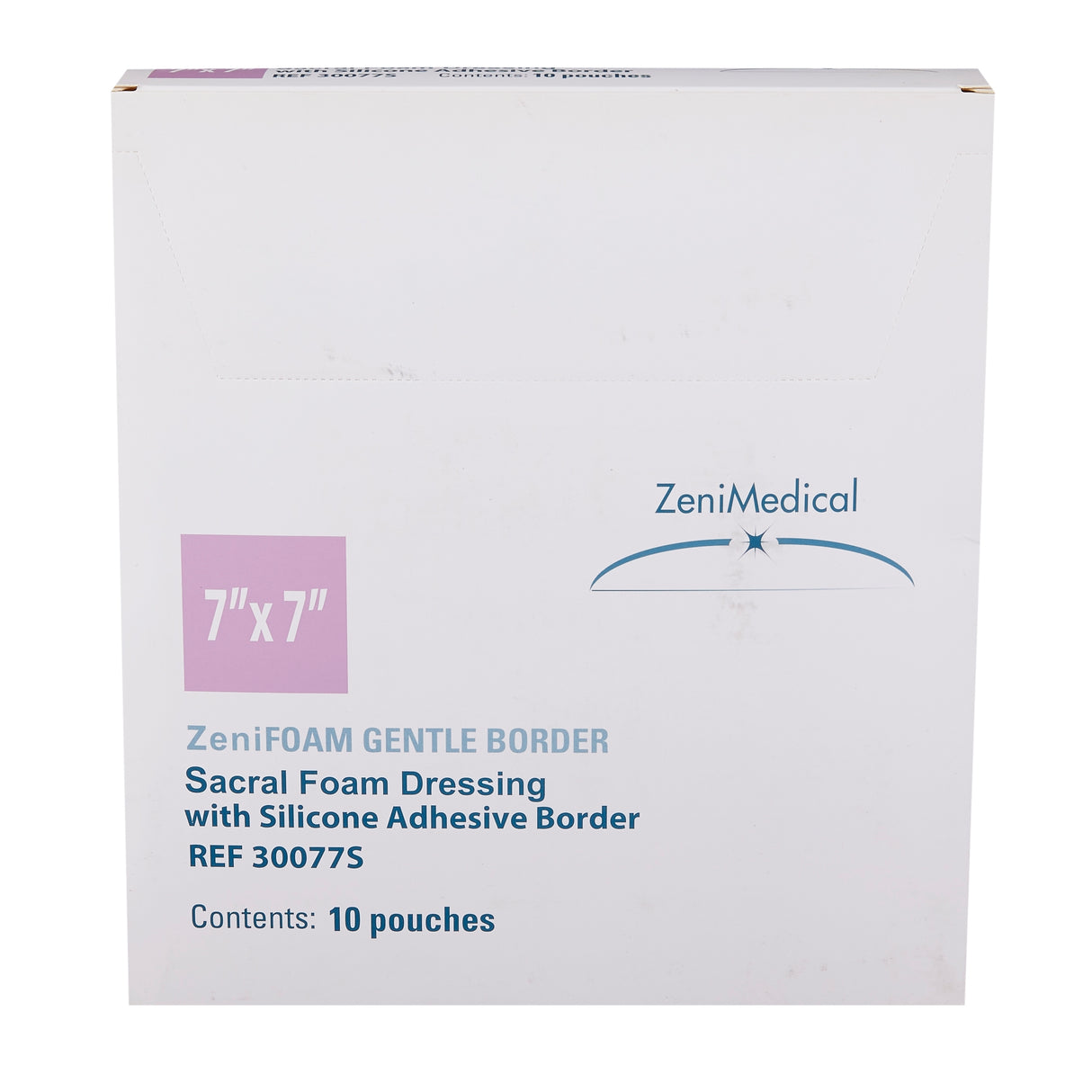 Foam Dressing Zenifoam Gentle Border 7 X 7 Inch With Border Waterproof Backing Silicone Face and Border Sacral Sterile - BeHope
