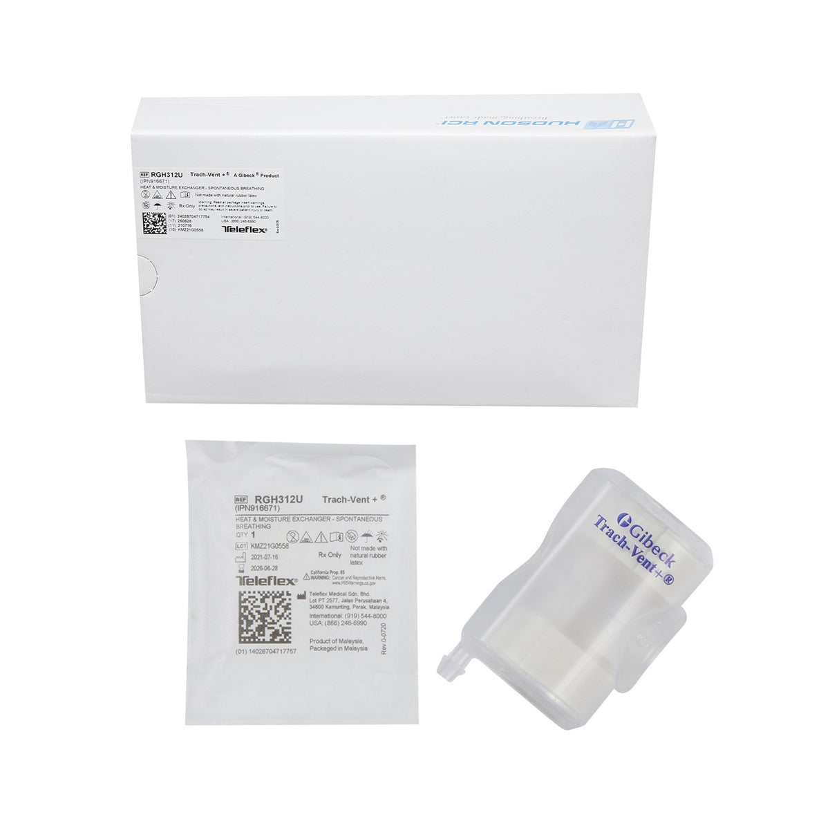 Heat and Moisture Exchanger-Trach Trach-Vent+® 32.42 mg H₂O/L @ VT 500 mL 0.59 cm H₂O @ 30 LPM - BeHope