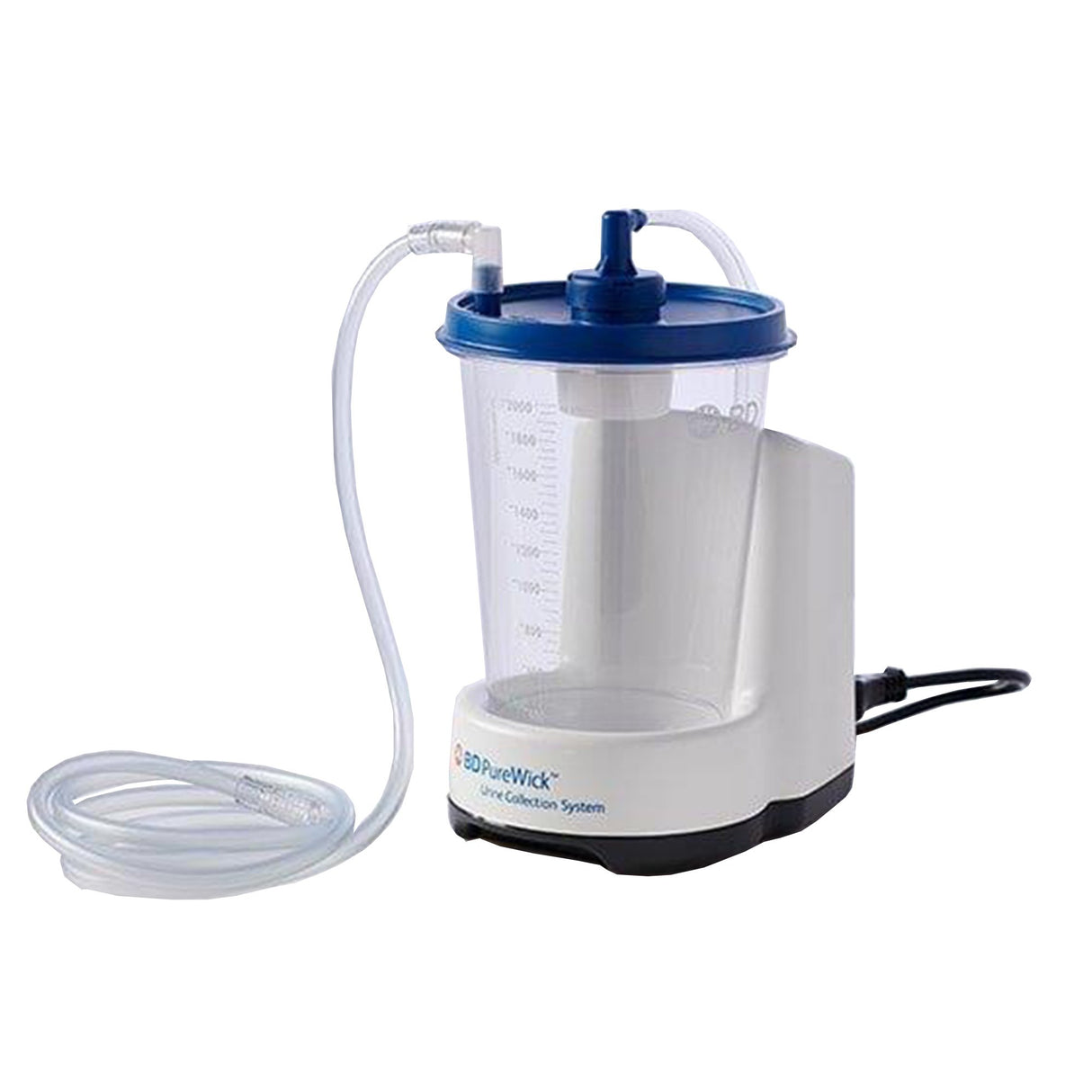 Urine Collection System PureWick™ Suction Pump, 2000 mL Collection Canister with Lid, Pump Tubing, Collector Tubing, Elbow Connector, 2 Privacy Covers, Power Cord - BeHope