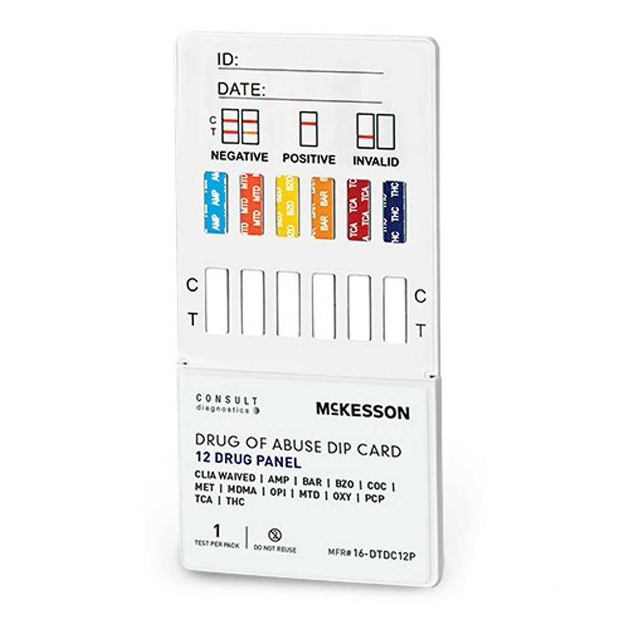 Drugs of Abuse Test Kit McKesson Consult™ AMP, BAR, BZO, COC, mAMP/MET, MDMA, MOP, MTD, OXY, PCP, TCA, THC 25 Tests CLIA Waived - BeHope