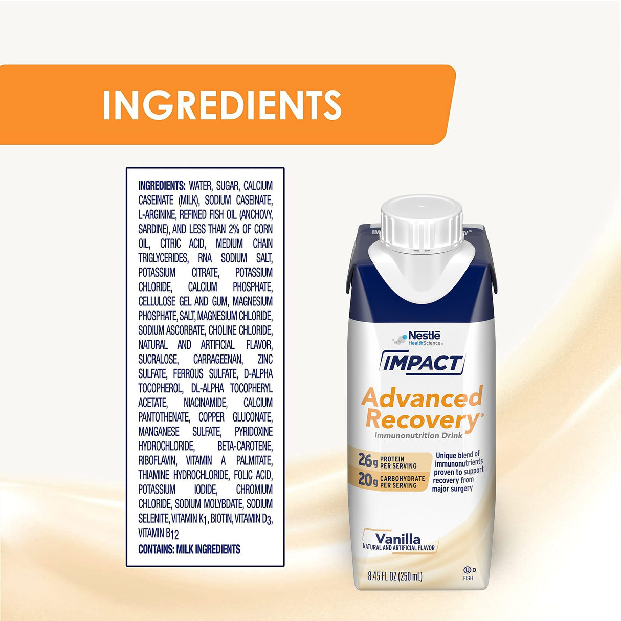 Oral Supplement Impact Advanced Recovery® Vanilla Flavor Liquid 8.45 oz. Reclosable Carton - BeHope