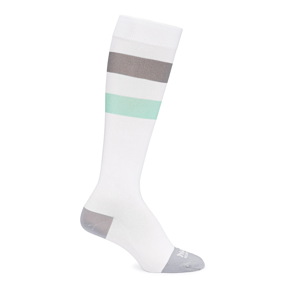 Maternity Compression Socks Motif Medical Knee High X-Large White / Gray / Green Closed Toe - BeHope