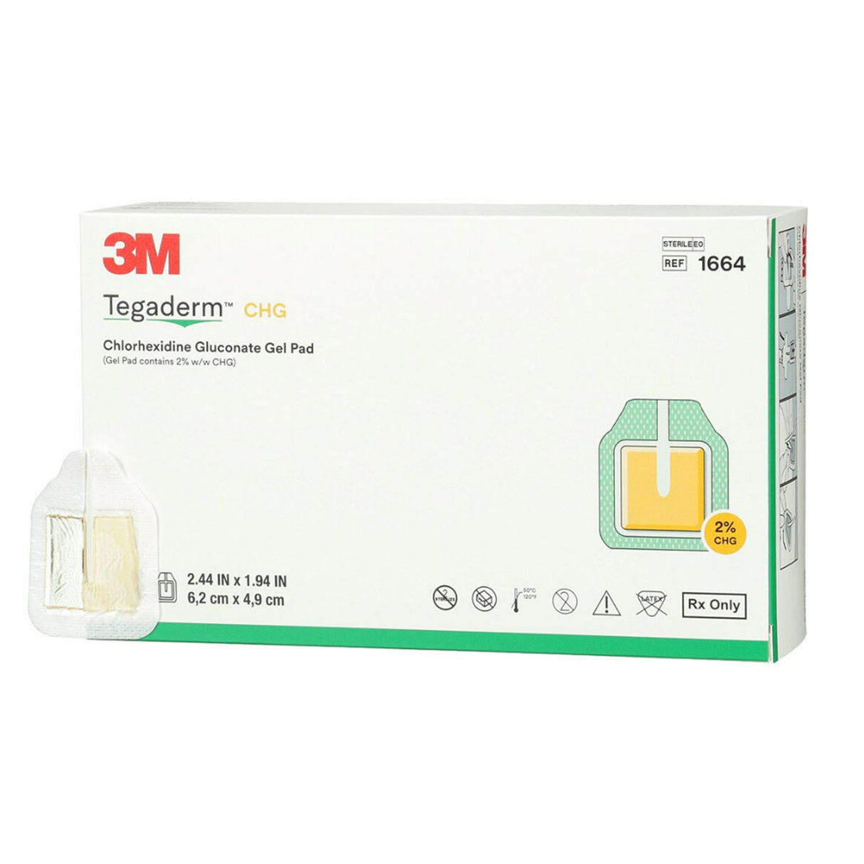 Antimicrobial I.V. Dressing 3M™ Tegaderm™ CHG (Chlorhexidine Gluconate) / Gel / Film 1.94 X 2.4 Inch Sterile - BeHope