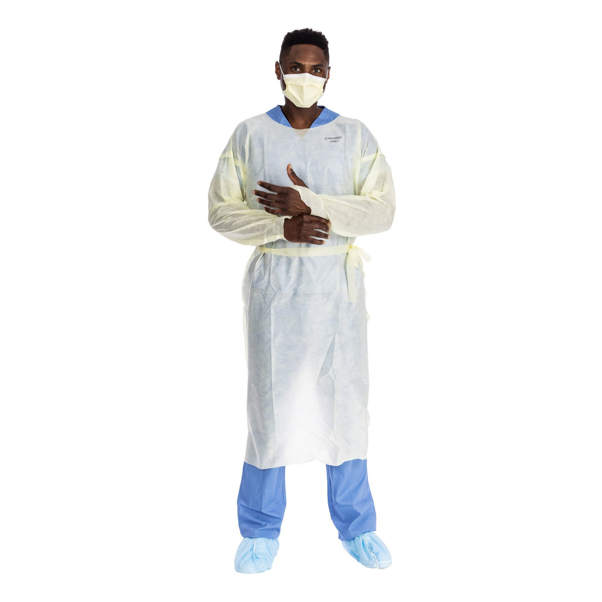 Protective Procedure Gown Halyard Basics Large Yellow NonSterile AAMI Level 2 Disposable - BeHope