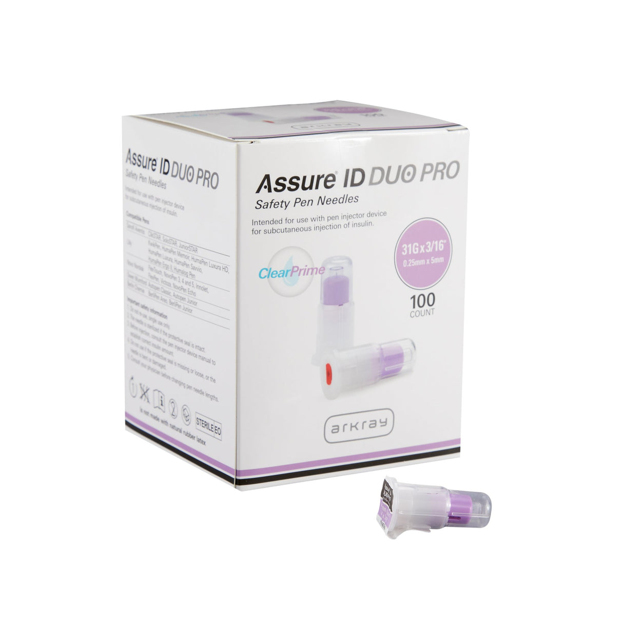 Safety Insulin Pen Needle Assure® ID DUO Pro 31 Gauge 5 mm Length Automatic Safety with Back-End Shield - BeHope