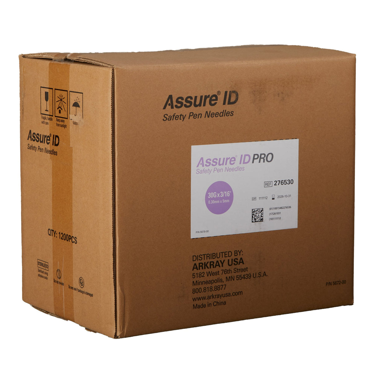 Safety Insulin Pen Needle Assure® ID Pro 30 Gauge 5 mm Length Automatic Safety Without Back-End Shield - BeHope