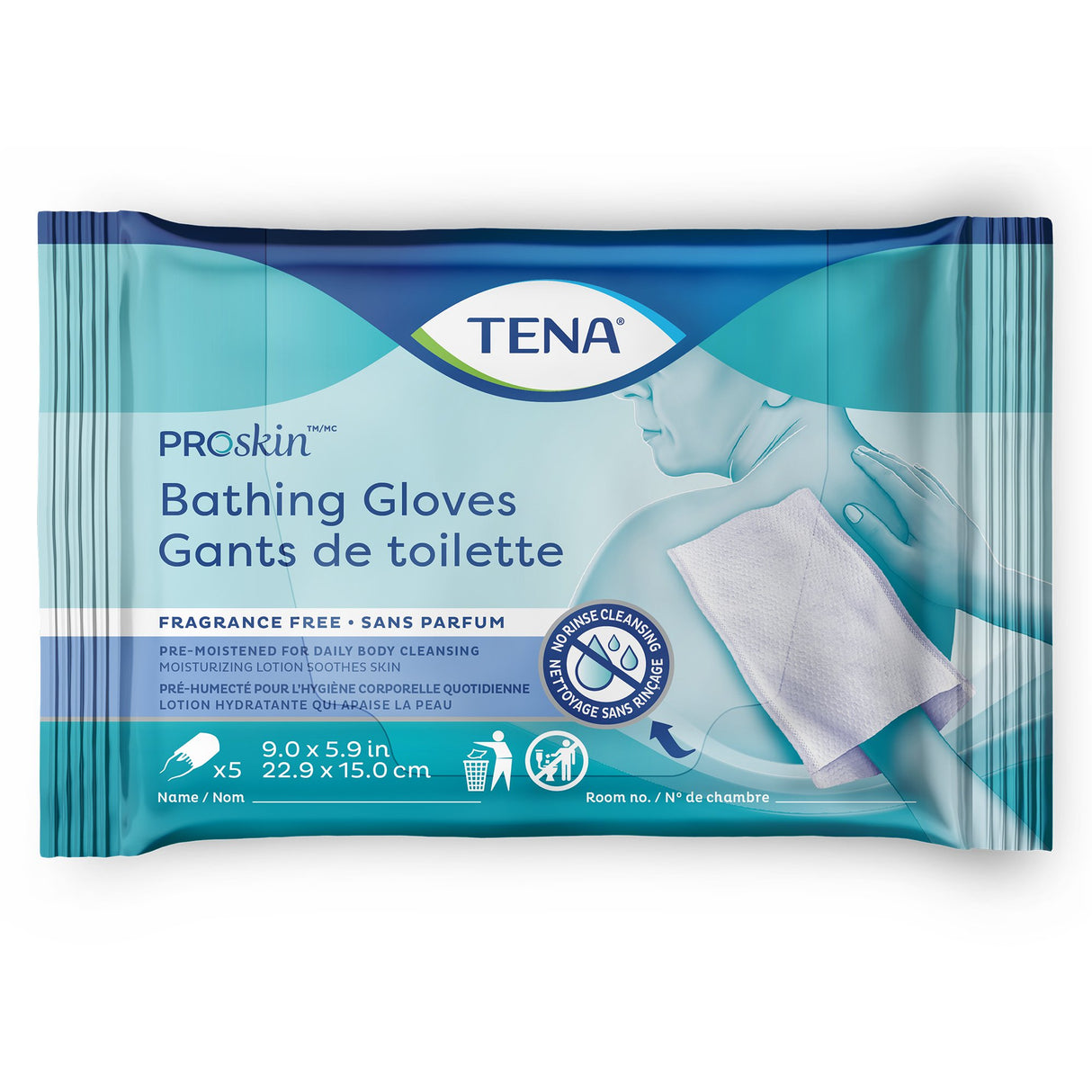Rinse-Free Bathing Glove Wipe TENA® ProSkin™ Soft Pack Unscented 5 Count - BeHope