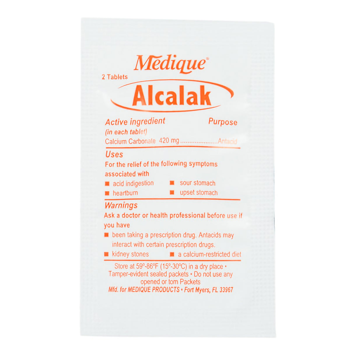 Antacid Medique® Alcalak 420 mg Strength Chewable Tablet 6 per Box - BeHope