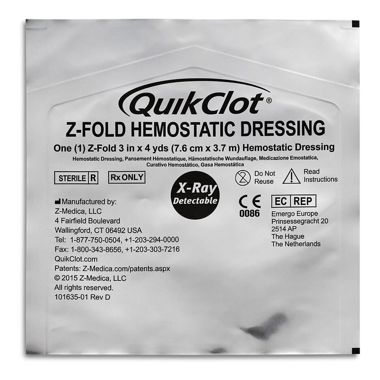 Hemostatic Dressing QuikClot® Z-Fold 3 Inch X 4 Yard 1 per Pack Sterile - BeHope