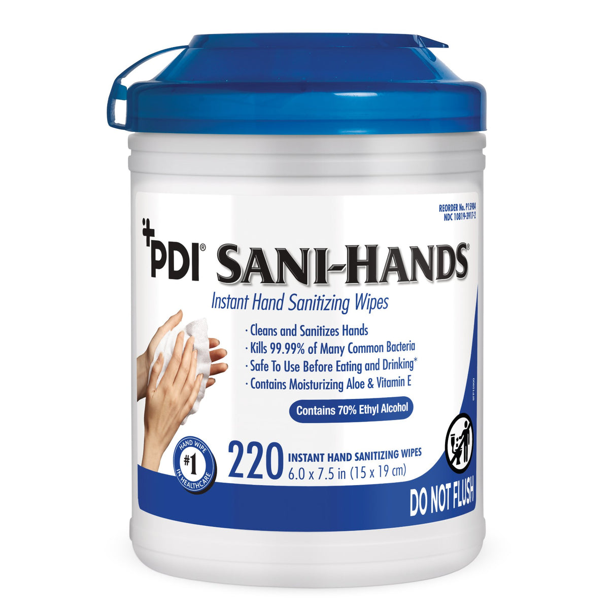Hand Sanitizing Wipe Sani-Hands® 220 Count Ethyl Alcohol Wipe Canister - BeHope