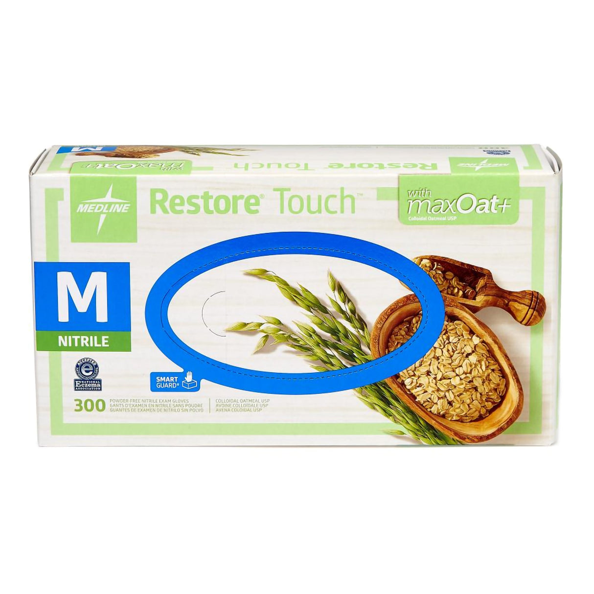 Exam Glove Restore® Touch Medium NonSterile Nitrile Standard Cuff Length Textured Fingertips Green Chemo Tested - BeHope