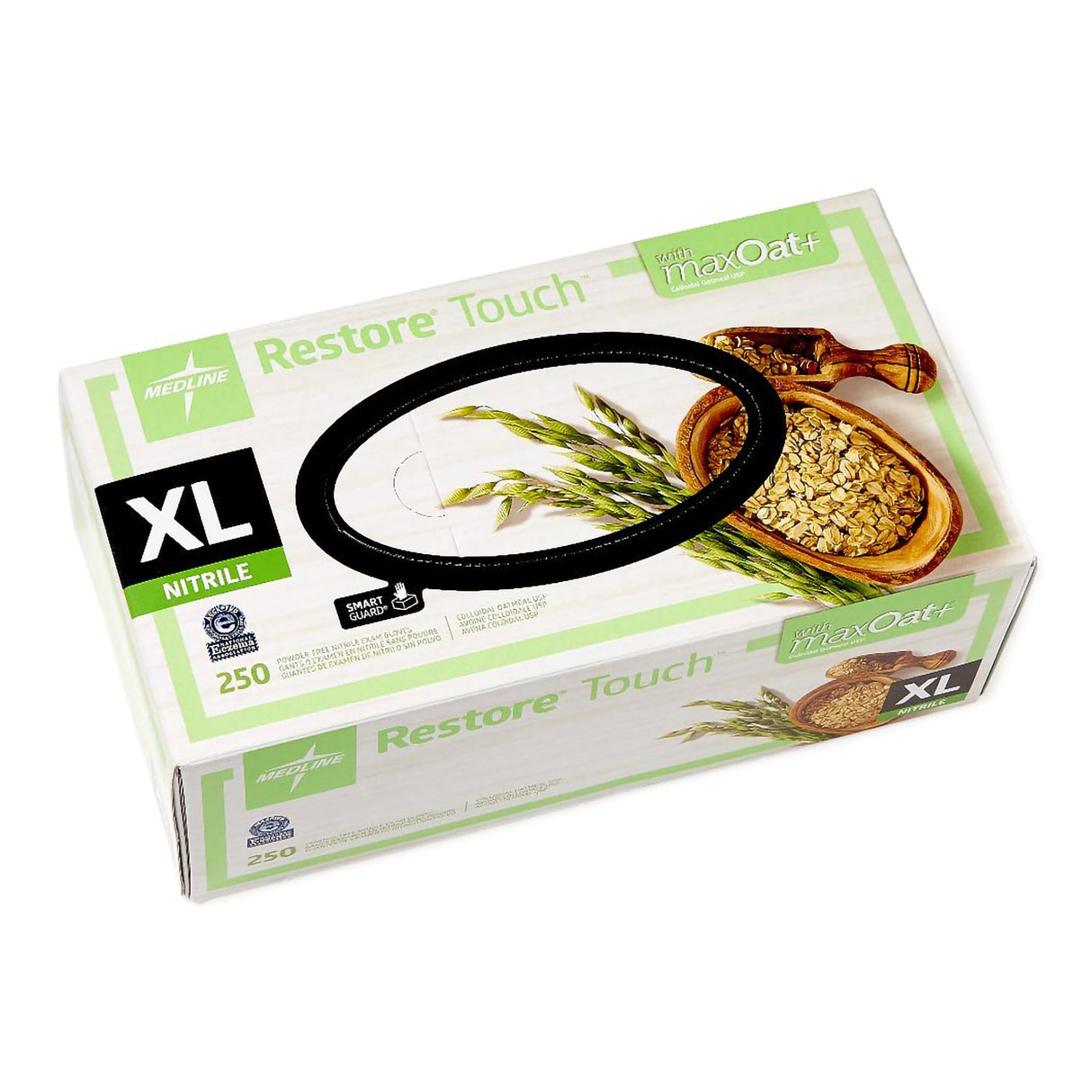 Exam Glove Restore® Touch X-Large NonSterile Nitrile Standard Cuff Length Textured Fingertips Green Chemo Tested - BeHope