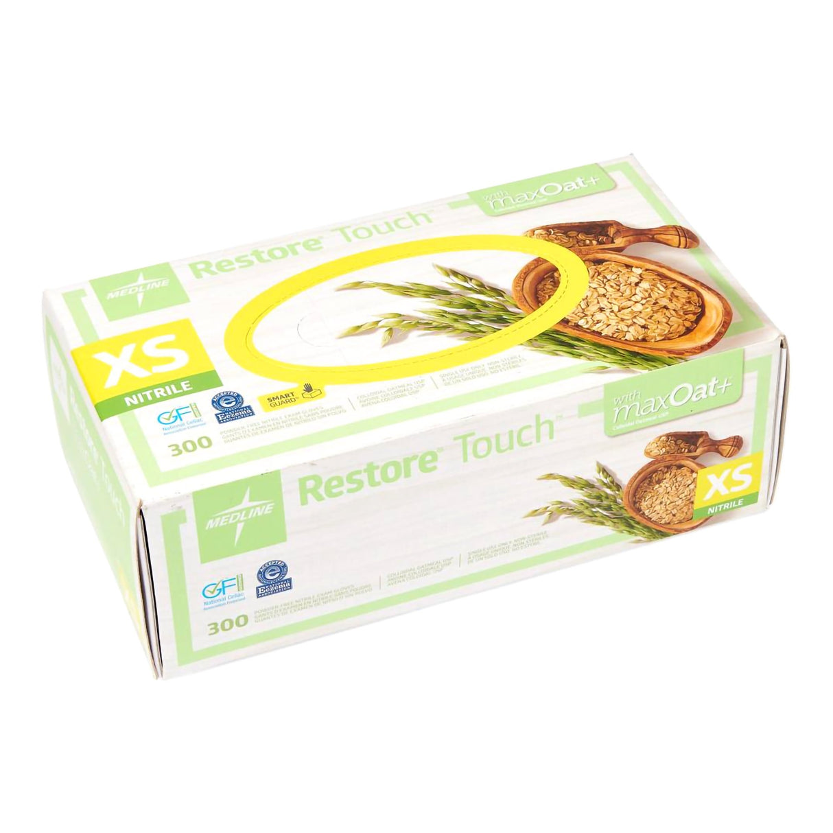 Exam Glove Restore® Touch X-Small NonSterile Nitrile Standard Cuff Length Textured Fingertips Green Chemo Tested - BeHope