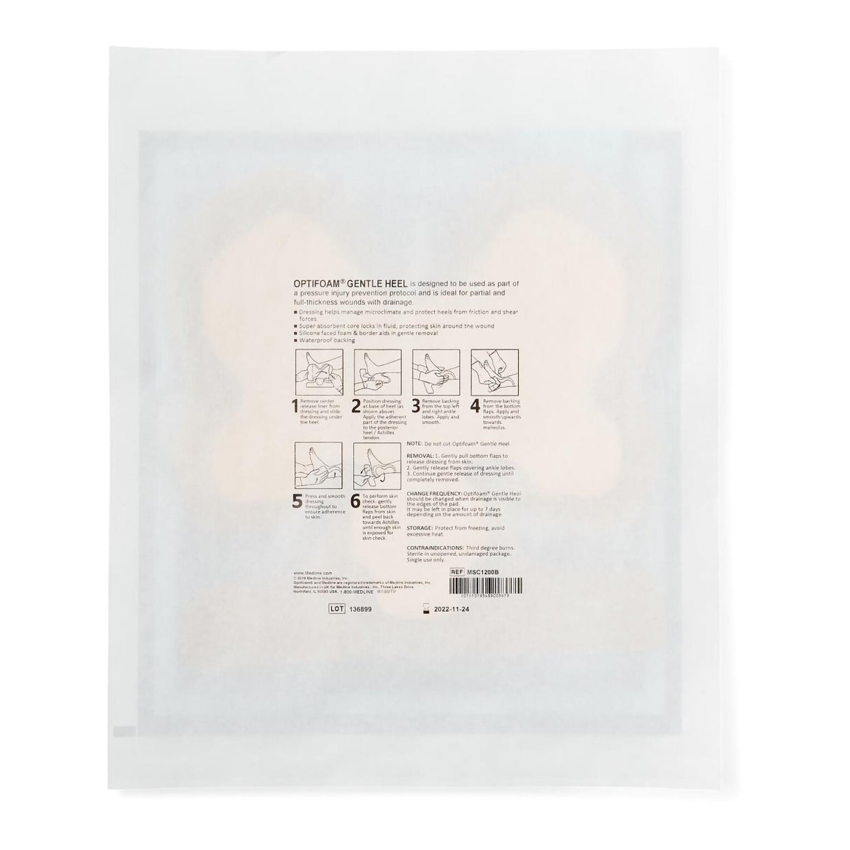 Foam Dressing Optifoam® Gentle Heel 9 X 9 Inch With Border Waterproof Film Backing Silicone Face and Border Heel Sterile - BeHope