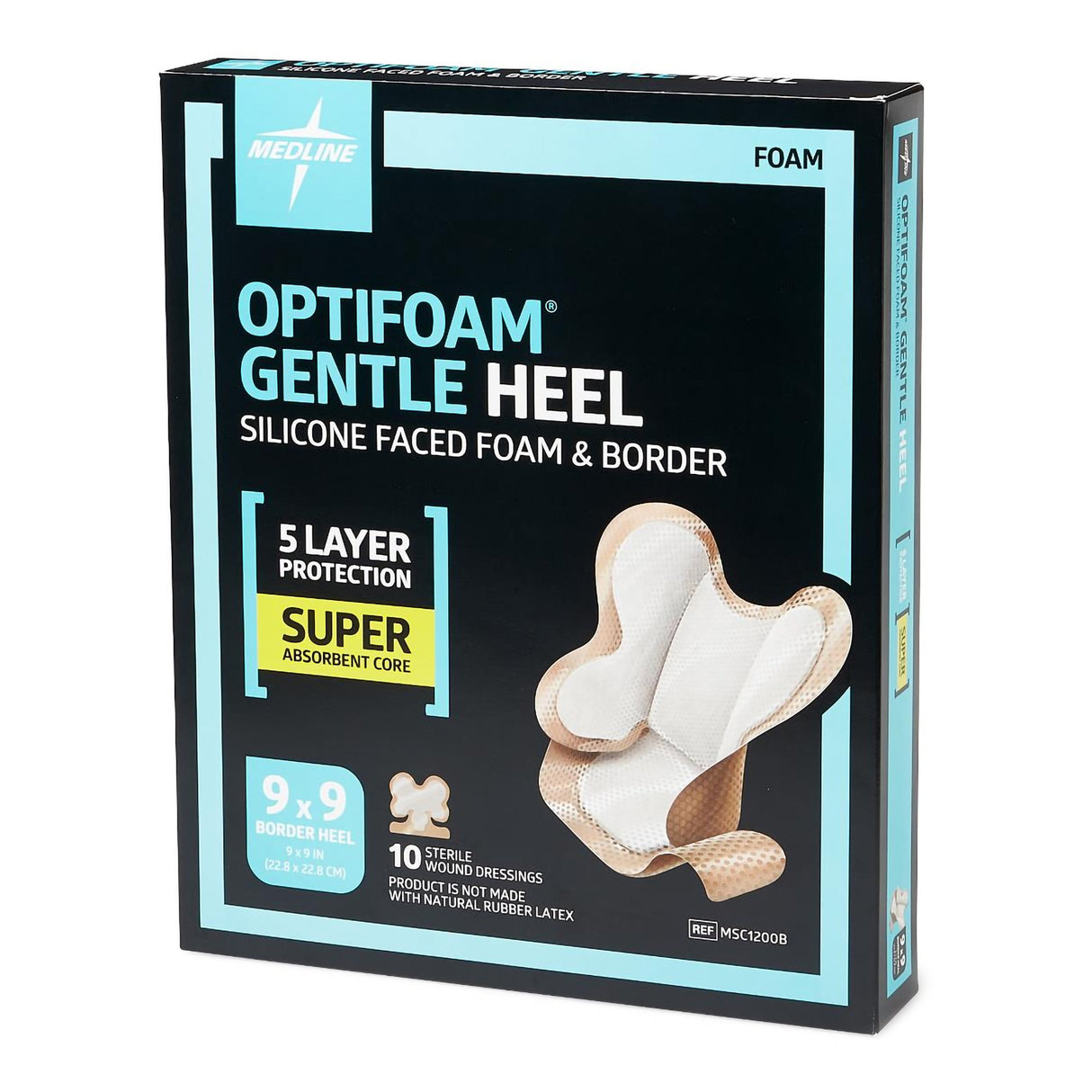 Foam Dressing Optifoam® Gentle Heel 9 X 9 Inch With Border Waterproof Film Backing Silicone Face and Border Heel Sterile - BeHope