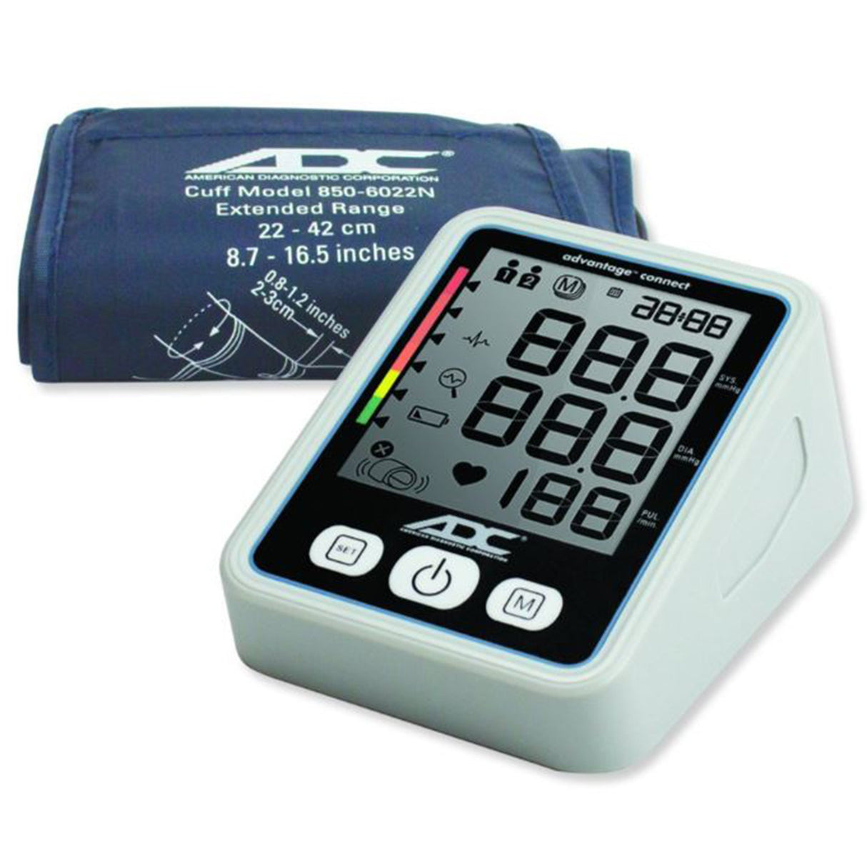 Home Automatic Digital Blood Pressure Monitor Advantage Connect® Wide Range Nylon Cuff 22 - 42 cm Desk Model - BeHope