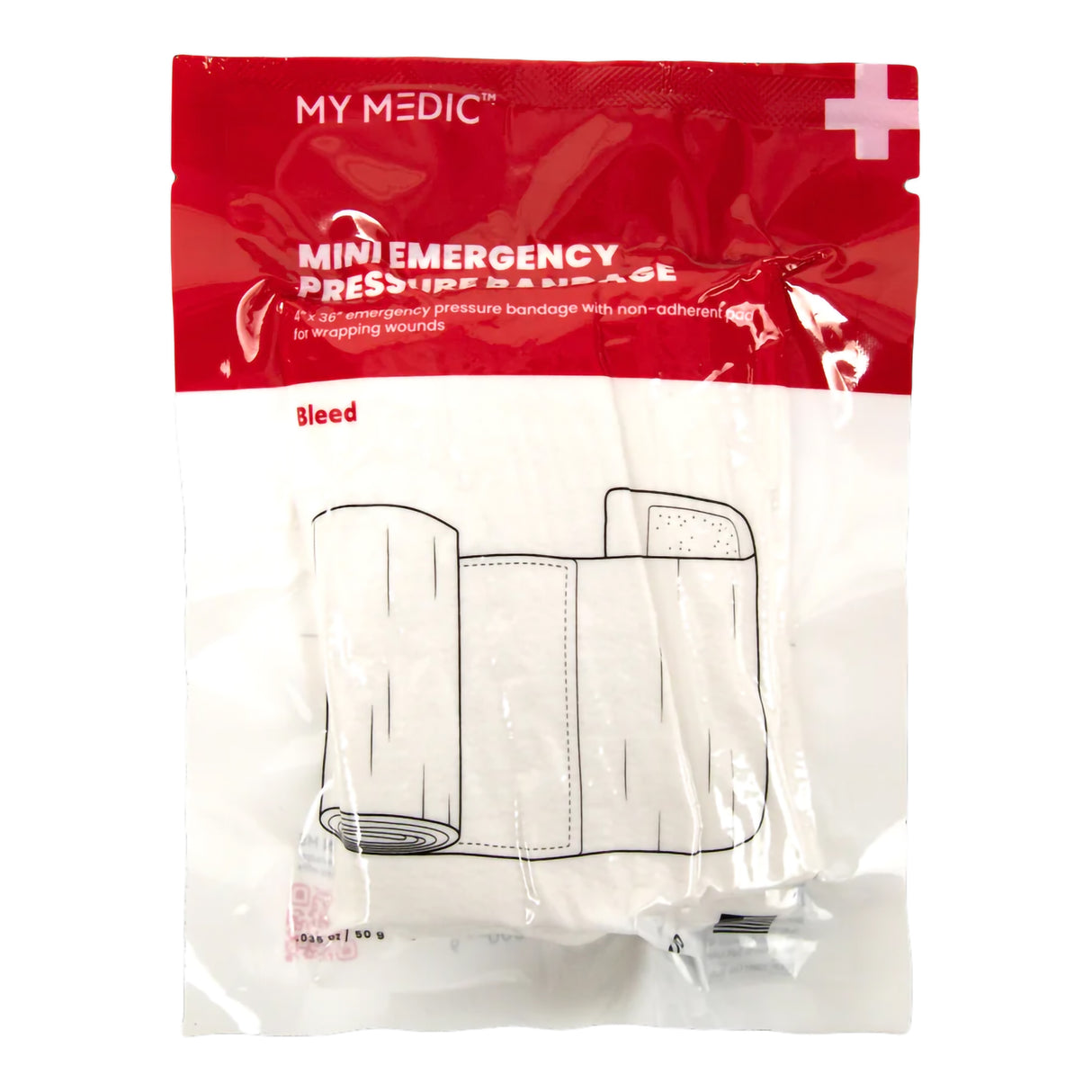 Trauma Pressure Dressing with Wrap My Medic™ 4 X 36 Inch Hook and Loop Closure White Sterile Standard Compression - BeHope