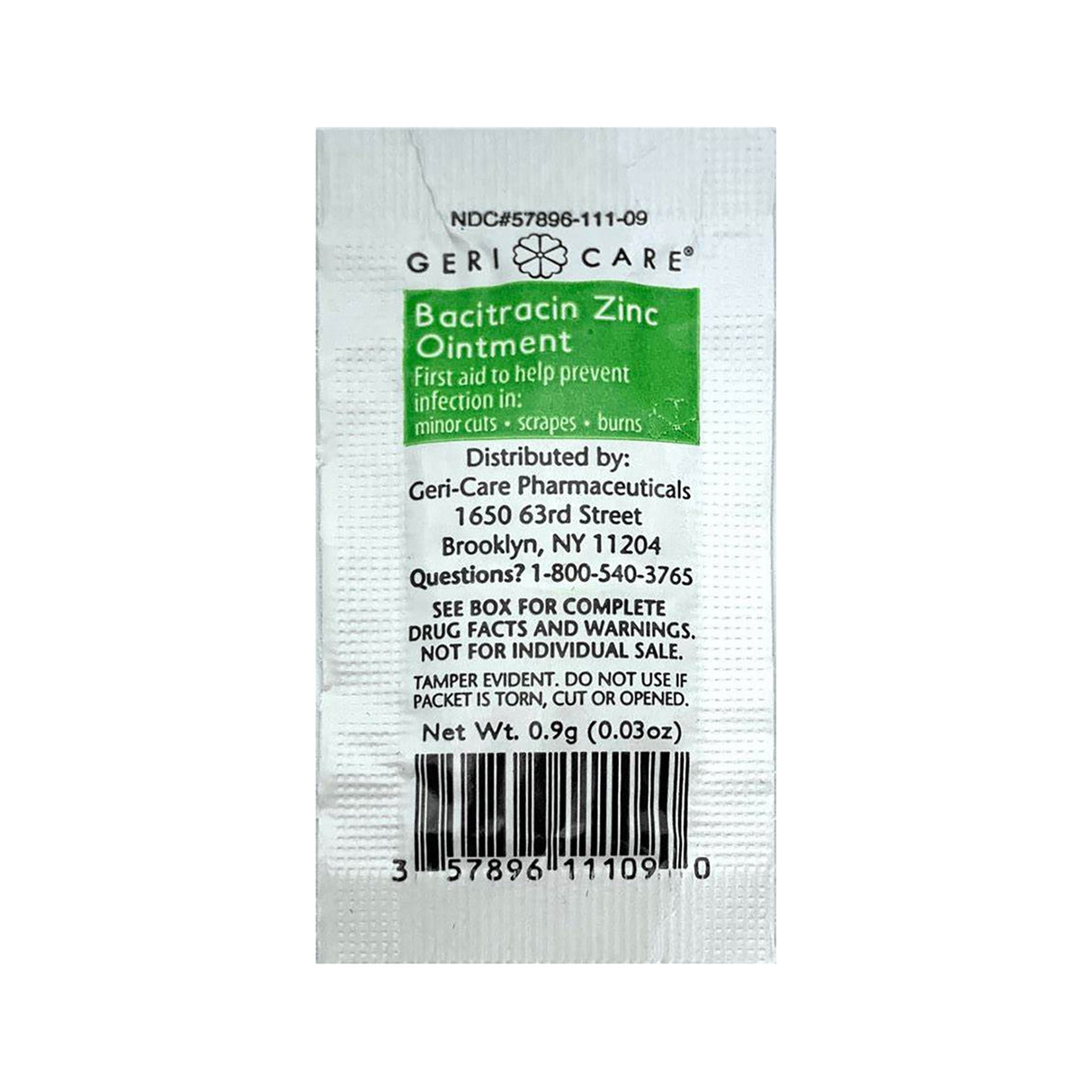First Aid Antibiotic Bacitracin Zinc Geri-Care® Ointment 0.9 Gram Individual Packet - BeHope