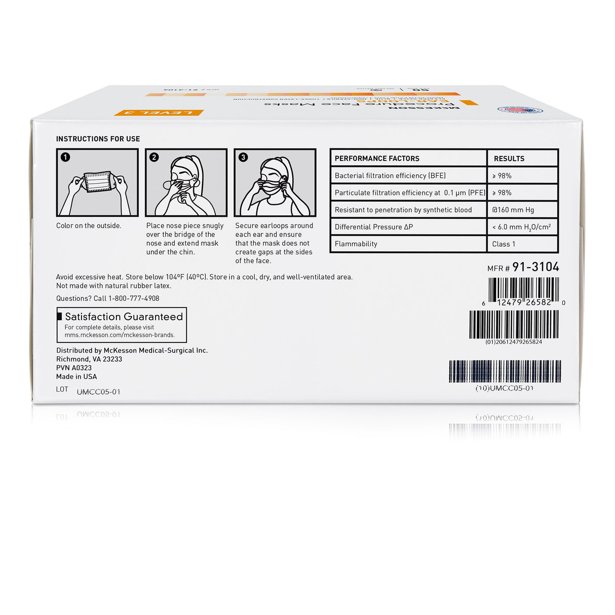 Procedure Mask McKesson ASTM Level 3 Earloops One Size Fits Most - BeHope