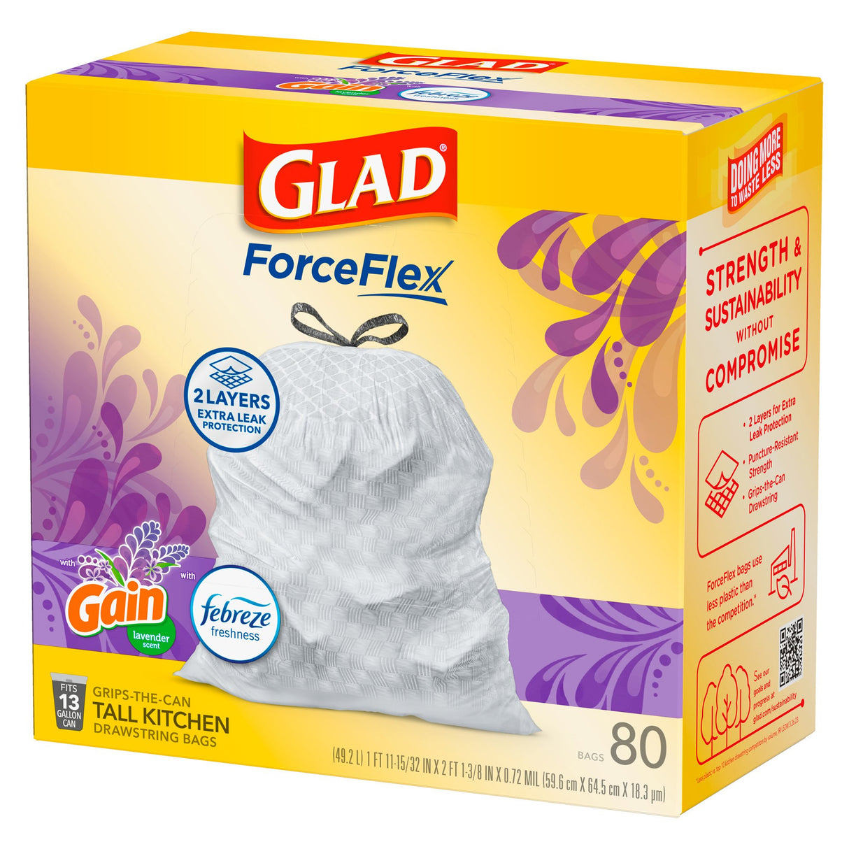 Trash Bag Glad® 13 gal. 0.72 mil 12 X 24 Inch White Tall Kitchen Dispenser Box - BeHope