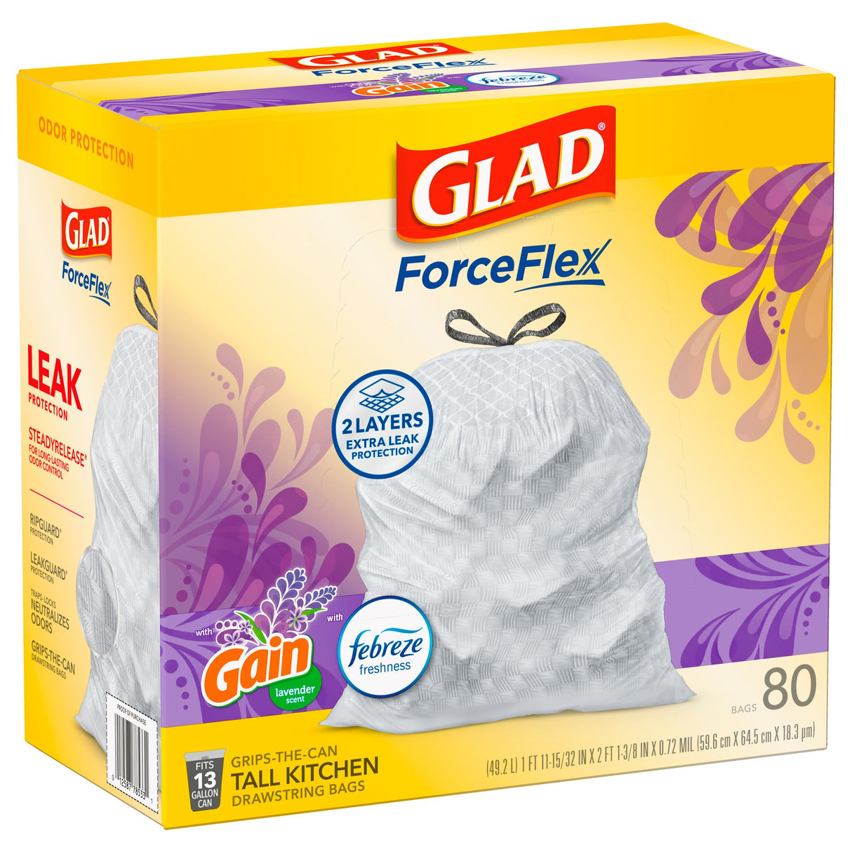 Trash Bag Glad® 13 gal. 0.72 mil 12 X 24 Inch White Tall Kitchen Dispenser Box - BeHope