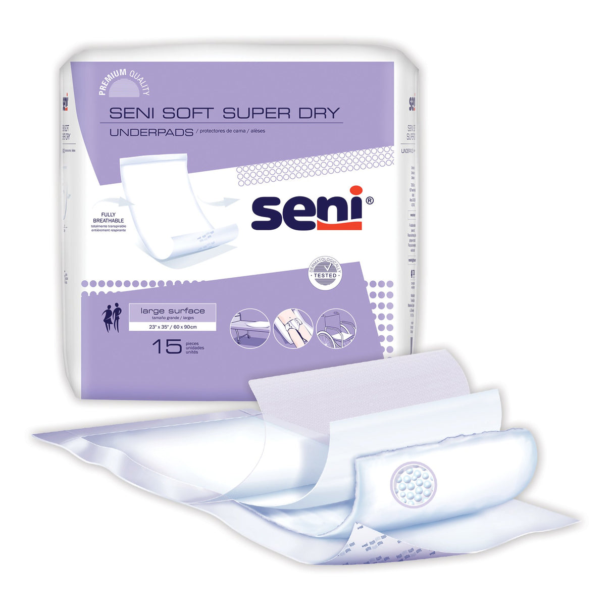Disposable Underpad Seni® Soft Super Dry 23 X 35 Inch Cellulose Pulp Light Absorbency - BeHope